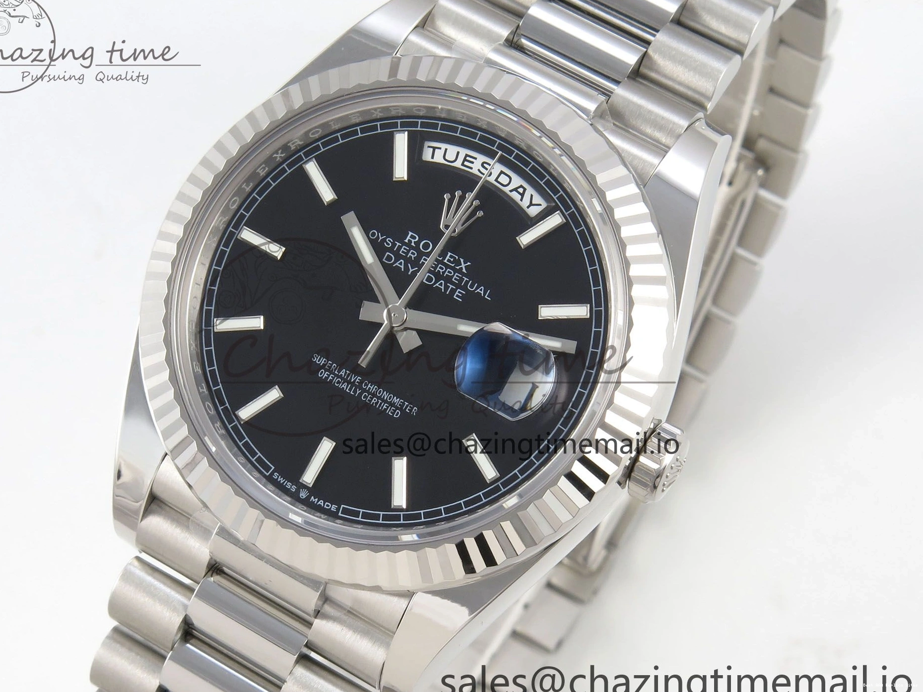 Good Copy Rolex Watches 1:1 (Gain Best Marker on Black Date Weight) Day SS V3 Bracelet Edition 40 228236 President VR3255 WellDesigned THBF Dial 268 0107